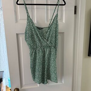 Green Floral Women's Romper